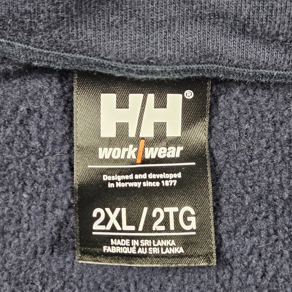 Helly Hansen Sweatshirt Mens 2XL Blue‎ Work Wear 1/4 Zip Fleece Lined Logo - Picture 3 of 10